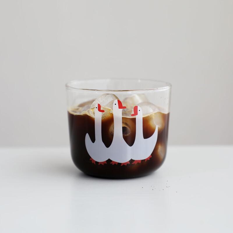 OLOEY Small Swan High Borosilicate Glass Portable Coffee Cups (Set of 3)