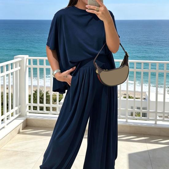 Two Piece Sets for Women Short Sleeve Crew Neck Top And Pants Tracksuit Lounge Set Casual Summer Vacation Outfits