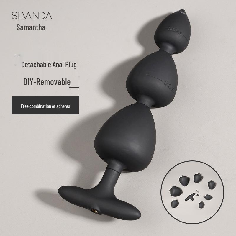 Samantha Silicone Detachable Split Butt Plug with Pull Beads for Adult Self-Stimulation and Shared Use