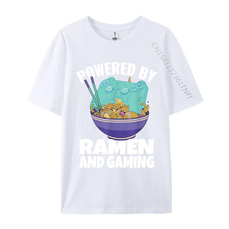 Powered By Ramen And Gaming Gamer Family Cotton Men's Top T-shirts Design Tops Tees Designer Tops Shirt Drop Shipping