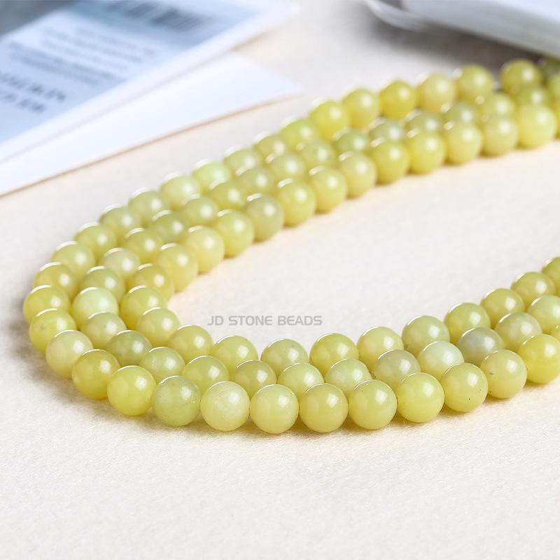 Lemon Jade Round Beads for DIY Jewelry - Lemon Yellow Gemstone Beading Accessories, Semi-finished 