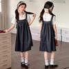 Girls' Summer Dress 2026 New Style Children's Stylish Medium and Large Girls' Summer Dress Cowboy Strap Skirt Two Piece Set