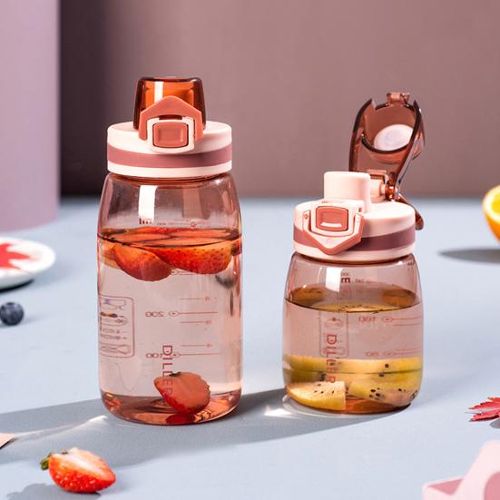 350ml/550ml DILLER Polycarbonate Space Cup Good Sealing Flip Lid Leakproof Sport Water Cup With Scale for Outdoor