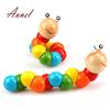 Colorful Wooden Jigsaw Worms Children Early Education Puzzle Finger Games