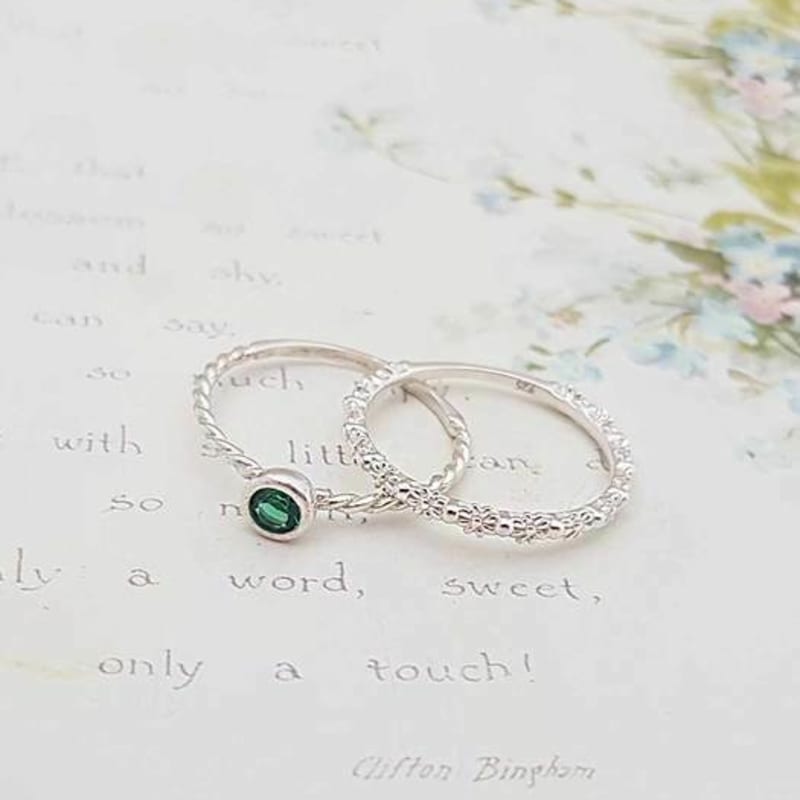 Ollia Birthstone Layered 4,5,6 Silver Ring