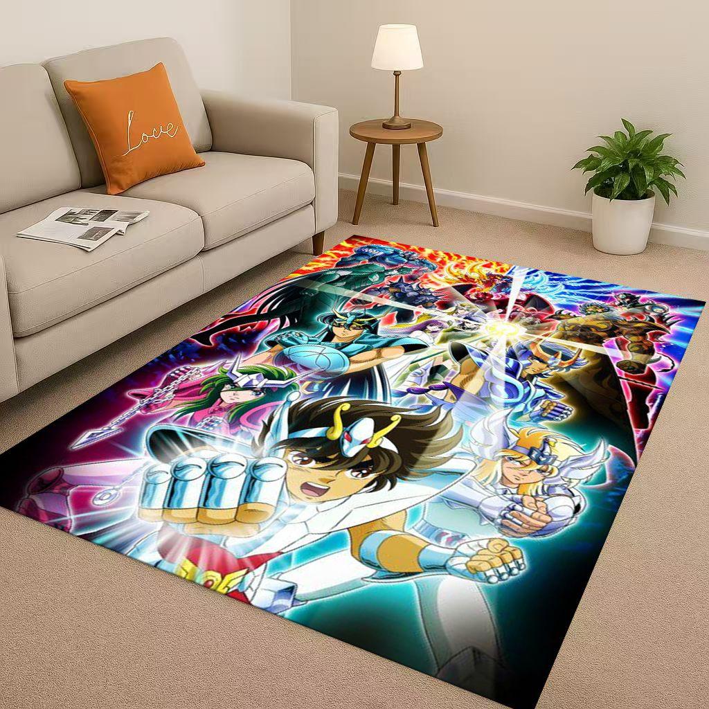 Retro Saint Seiya Shiryu Athena Cartoon Living Room Non Slip Area Rug Carpet for Bedroom Sofa,Easy Clean Home Decor Doormat Kids
