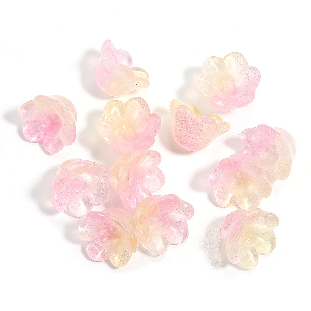 50pcs/lot Lily of The Valley Flower Shape Glass Beads Colorful Lampwork Beads For DIY Crafts Jewelry Making Accessories