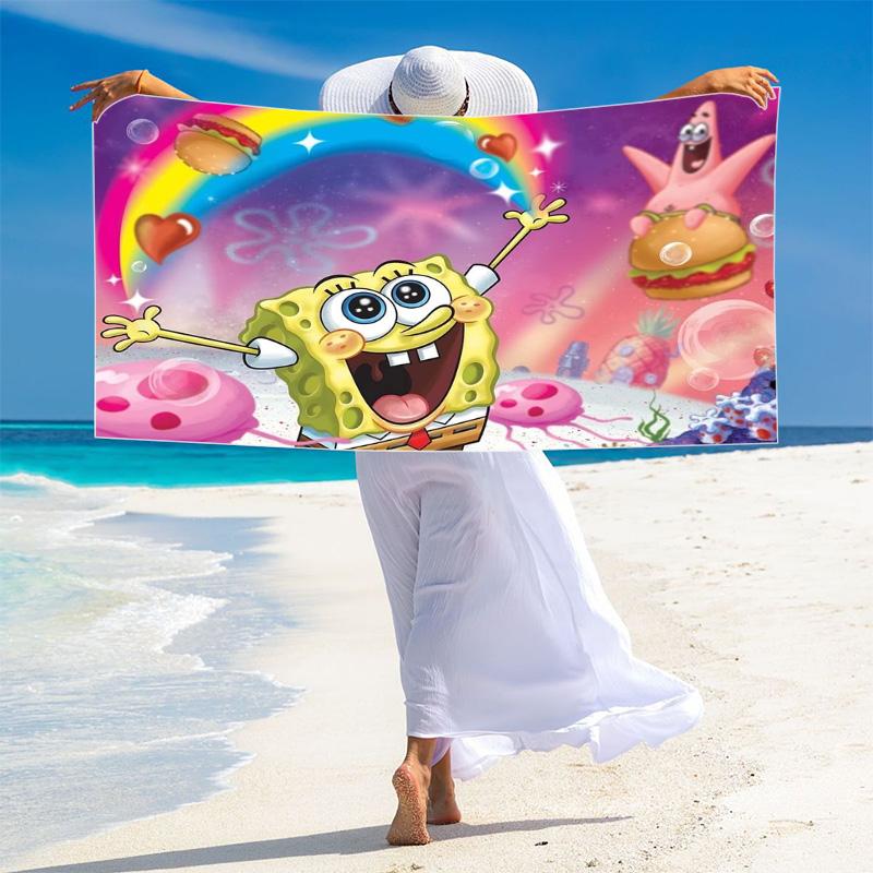 SquarePants Print Beach Towel, Large Soft Quick Dry Towel for Beach Camping Swimming