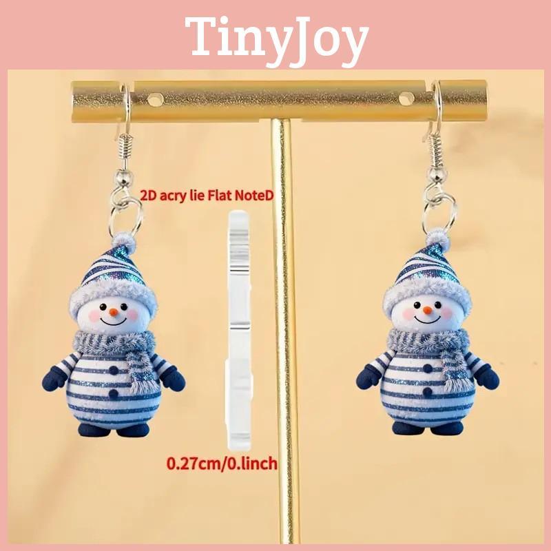 Snowman Christmas Acrylic Earrings With Silver Post For Festive Style