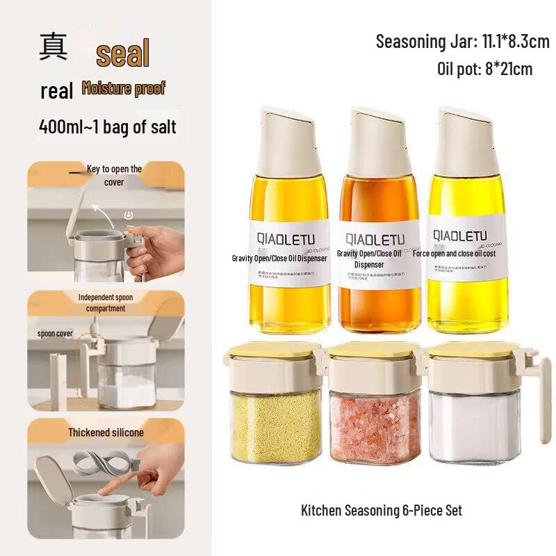 Glass Kitchen Spice Jar & Seasoning Box Set