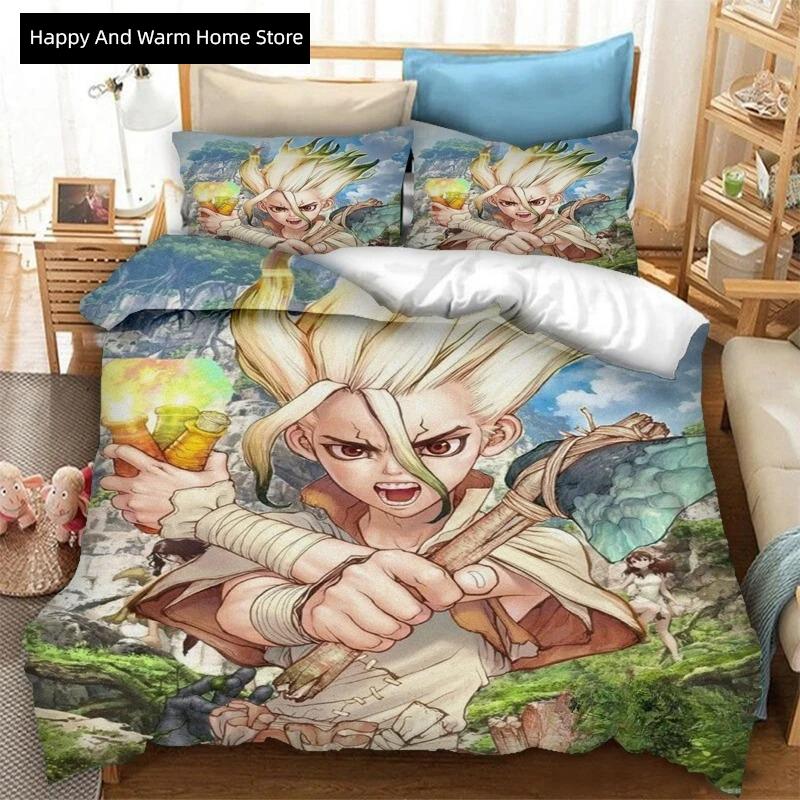 

Новый Аниме Dr.STONE 3D Печать Комплект Постельного Белья Мягкие Пододеяльники Наволочки 2/3 Предмета Теплый Одеяло Комплекты Постельного Белья Пододеяльник Комплекты 135*200cm Eu-Single
