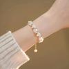 Elegant Cat Claw Pearl Bracelet for Women Zircon Splice Flower Minimalism Bilayer Temperament Accessories Fashion Jewelry Gift