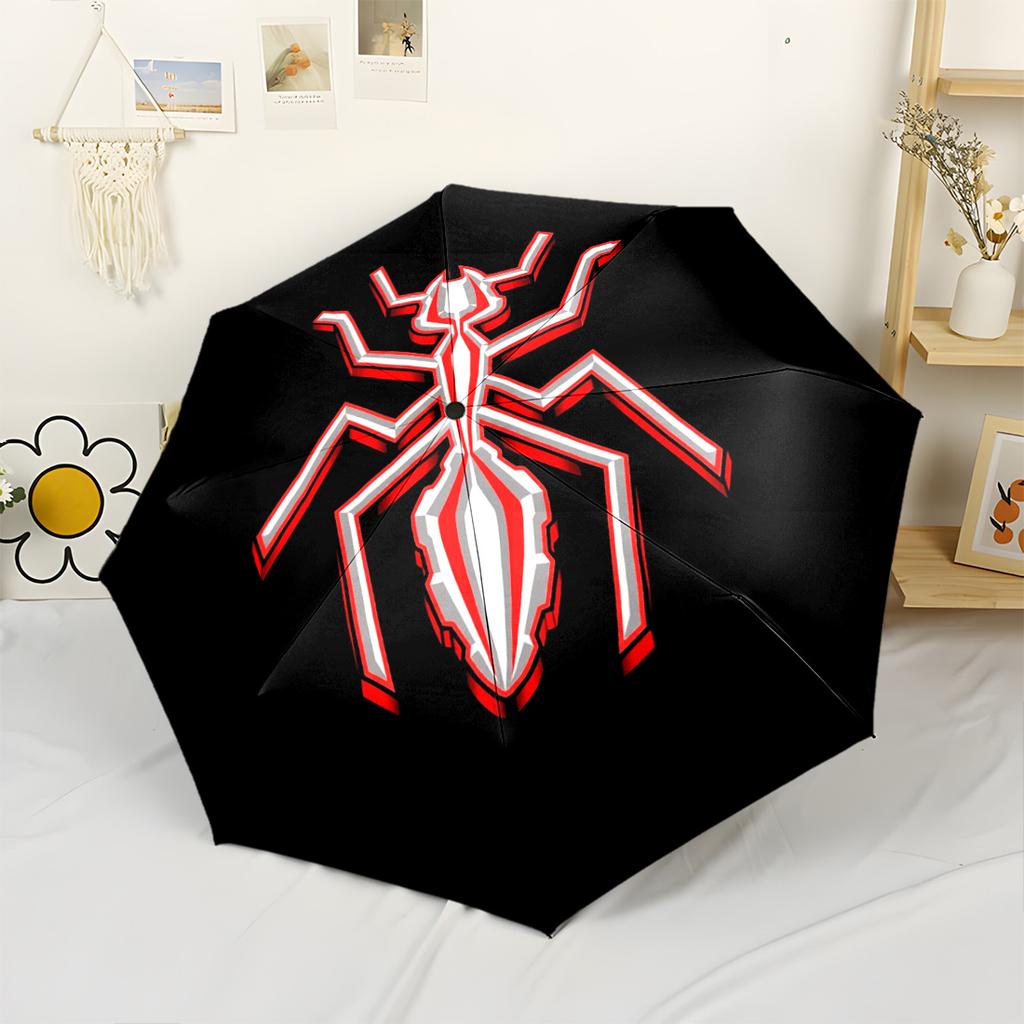 Design Icona Ragno Rosso Ombrello Automatico Portatile Compatto e Resistente Design a 8 Stecche Costruzione Robusta Ombrello Resistente per l'Uso Quotidiano