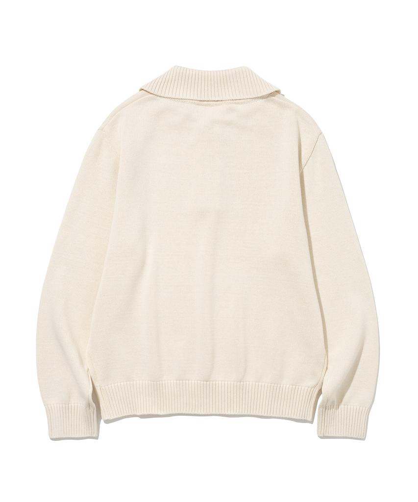 KNITTED Cotton Button Collar Knit Oatmeal