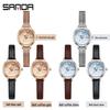 Sanda Women's Waterproof Quartz Wristwatch – Simple Round Dial, Leather & Mesh Strap, Lightweight & Stylish.