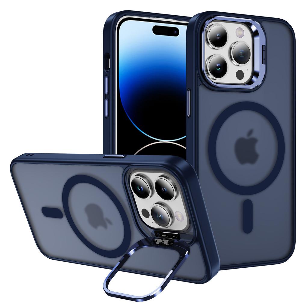 For iPhone 14 Pro Max Case Skin-Touch PC+TPU+Metal Phone Cover Compatible with MagSafe