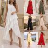 Women's Sleeveless Tiered Ruffle Asymmetric Hem Maxi Dress In Multiple Colors