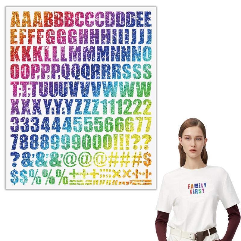 1-inch clothing bag letter stickers, A-Z and 0-9 number glossy stickers,DIY T-shirt stickers, heat transfer stickers with patterns,easy to print