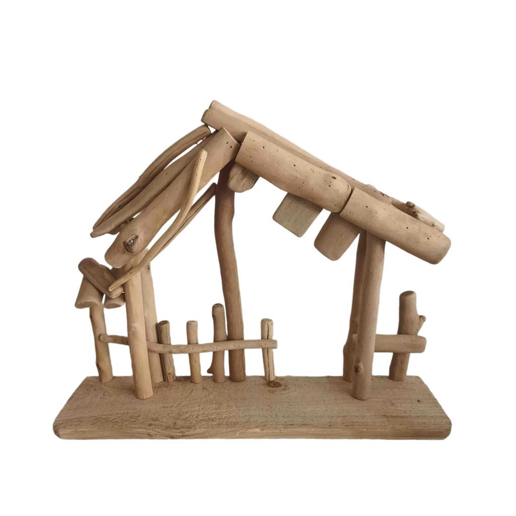 Christmas Decorations Manger Nativity Stable Easy to Store Miniature Lifelike Wooden Tabletop