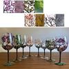 Handmade Painted Glass Wine Glasses Four Seasons Tree Goblet Gift for Friend