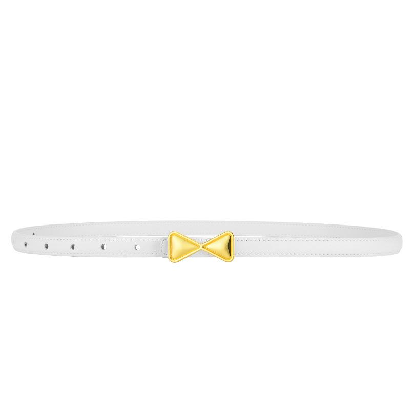 Women'S Cowhide Bow Belt Women'S Minimalist Style Multi-Color Fine Suit Dress Belt Women
