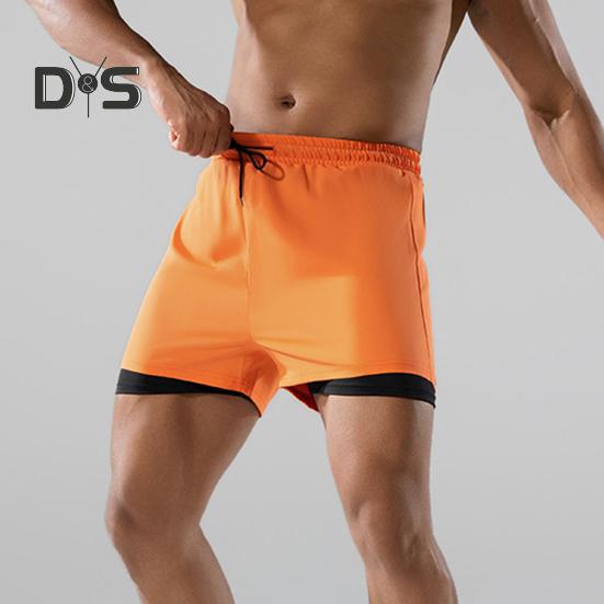 Herren-Badeshorts, doppellagig, schnelltrocknend, mit Kordelzug, elastischer Bund, Surf-Badeshorts für heiße Quellen, hohe Elastizität, Komfort