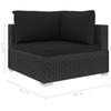 11 Piece Garden Lounge Set with Cushions Poly Rattan Black