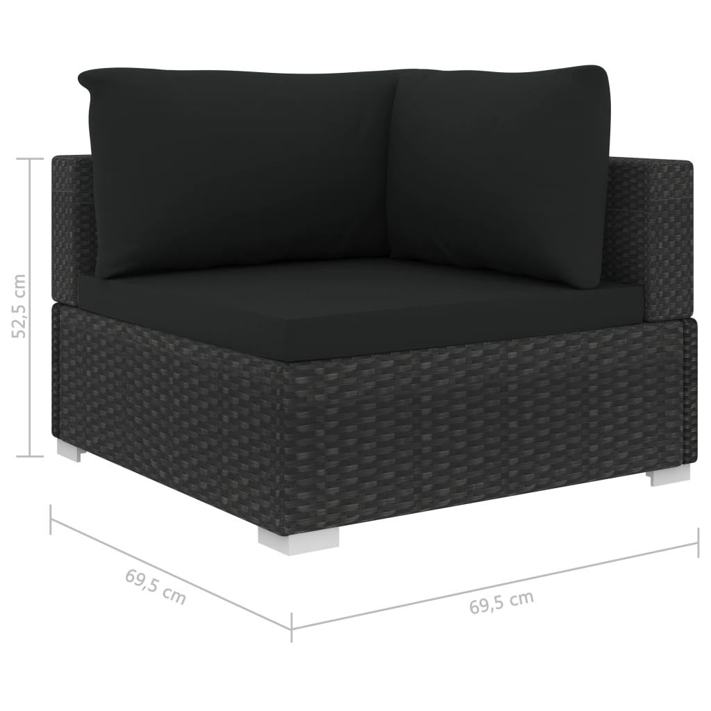 11 Piece Garden Lounge Set with Cushions Poly Rattan Black