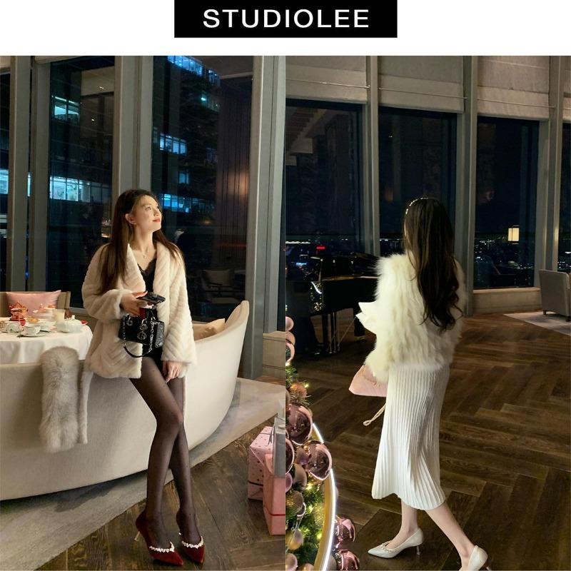 Sheepskin Version Sparkling Rhinestone Single Shoes Femininity Pointed Head Thin Heel Shallow Mouth Wedding Shoes High Heels