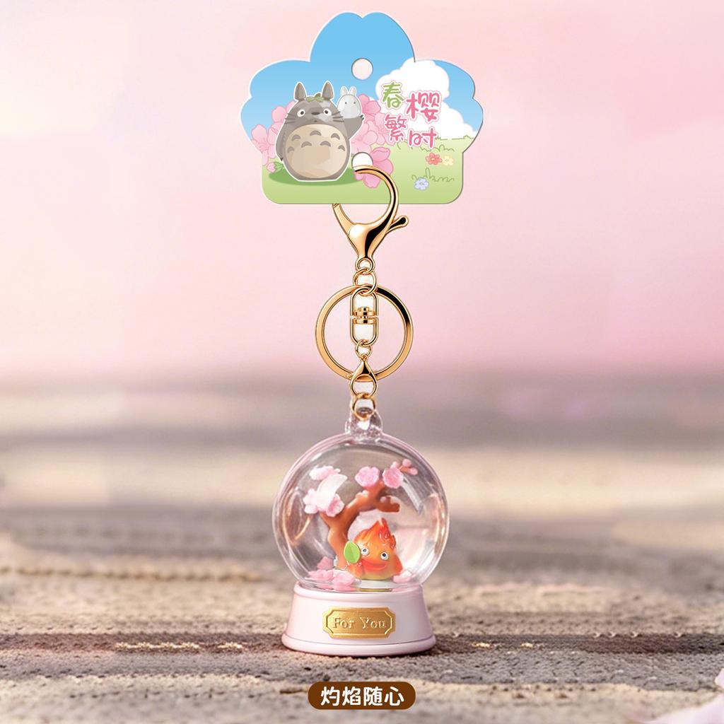 Hayao Miyazaki Spring Keychain Cherry Blossom Anime Bag Pendant Acrylic Metal Resin Creative Bag Kid Gift