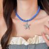Bohemian Starfish Dots Necklace Acrylic Summer Clavicle Chain Starfish Beads Choker Vacation