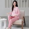 Ensemble de Pyjama pour Femme 100% Coton – Respirant, Absorbant la Sueur, Manches Longues Col Rond pour Porter à l'Intérieur et à l'Extérieur (Automne hiver)