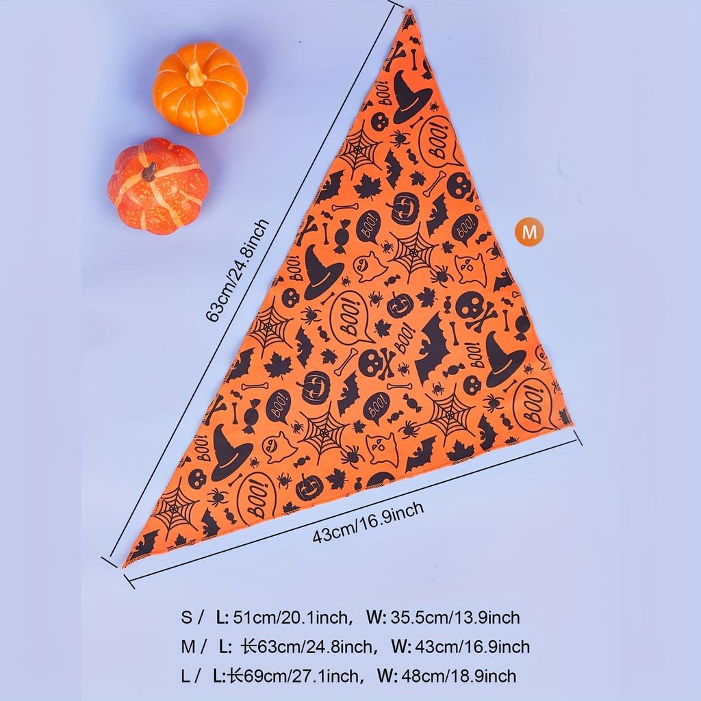 Halloween Dog Bandana, Pumpkin and Spider Web Bibs Triangle Pet Scarf, Multiple Sizes Soft & Adjustable Pet Bandanas Accessories
