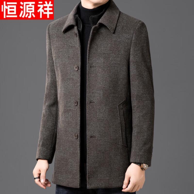 Hengyuanxiang Men s Double-Sided Wool Blend Mid-Length Overcoat L
