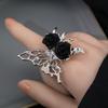 Adjustable Dark Rose & Butterfly Hollow Ring