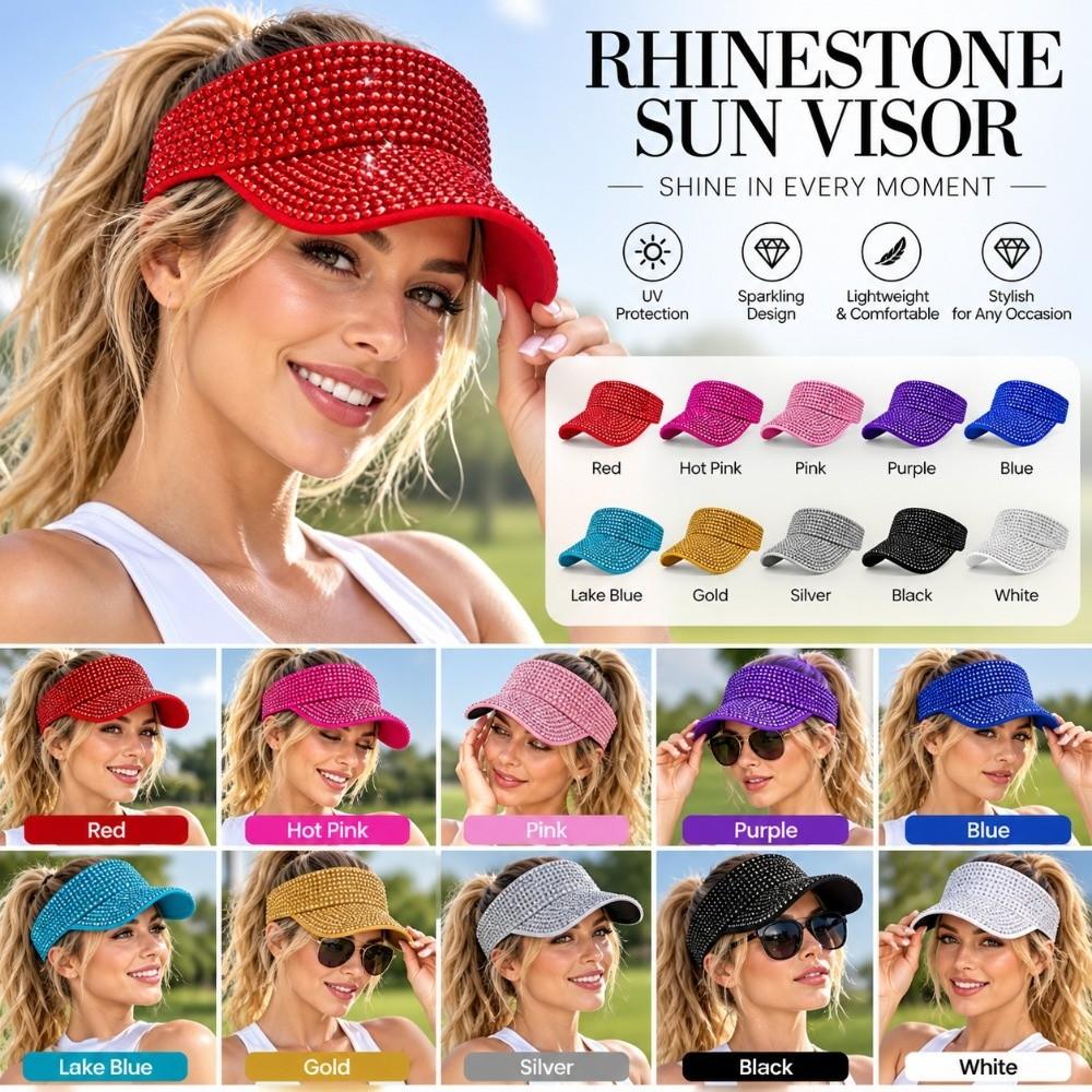 Rhinestone Decor Rhinestone Sun Visor Hat Shiny Top Hat Visor Bling Baseball Cap City Walking