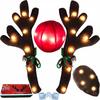 Reindeer Antlers For Cars – LED 2025 Christmas Car Decorations Kit With Jingle Bells, Nose, Tail, Multicolor Light-Up Rudolph Xmas Decor For SUV,