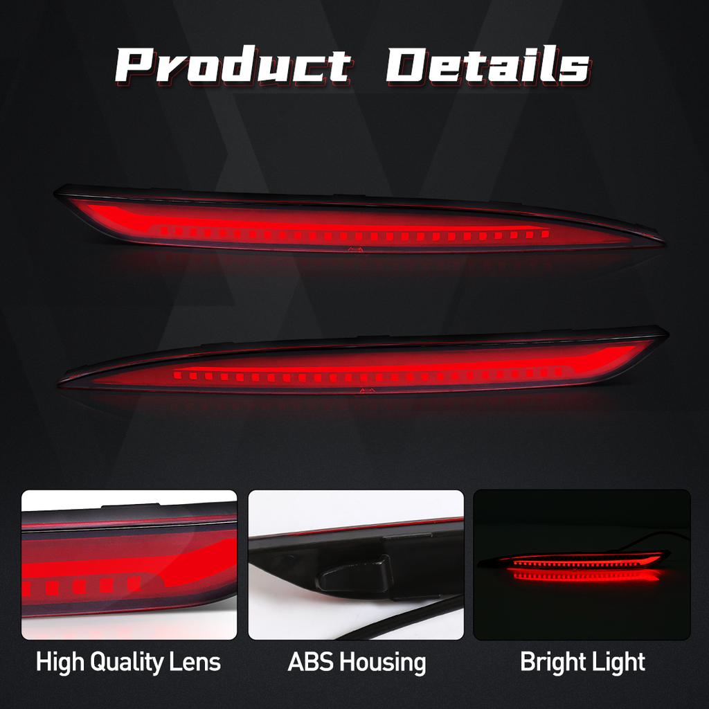 For Tesla Model 3 Model Y 2018 2019 2020 2021 2022 Led Rear Bumper Reflector 3 Functions Brake Light Dynamic Fog Light Red Smoke