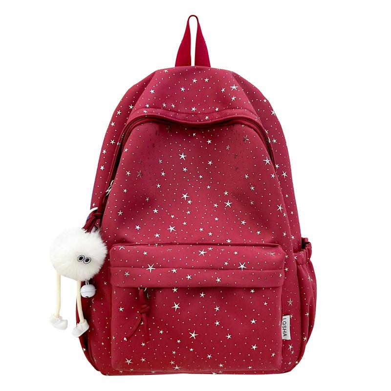 Schoolbag Student School Bag Female Junior High School Student Star Printed Backpack High School Versatile Travel Casual Backpack Teen