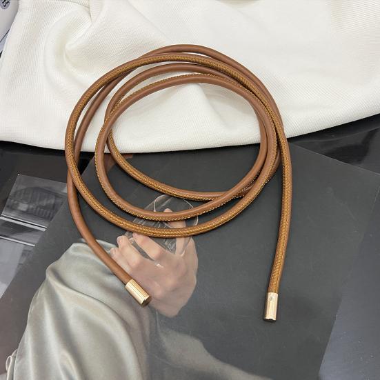 Dámské tenký pásek kulatý pás z umělé kůže šněrování elastický pás bunda svetr pas ozdobný pásek k outfitu příslušenství