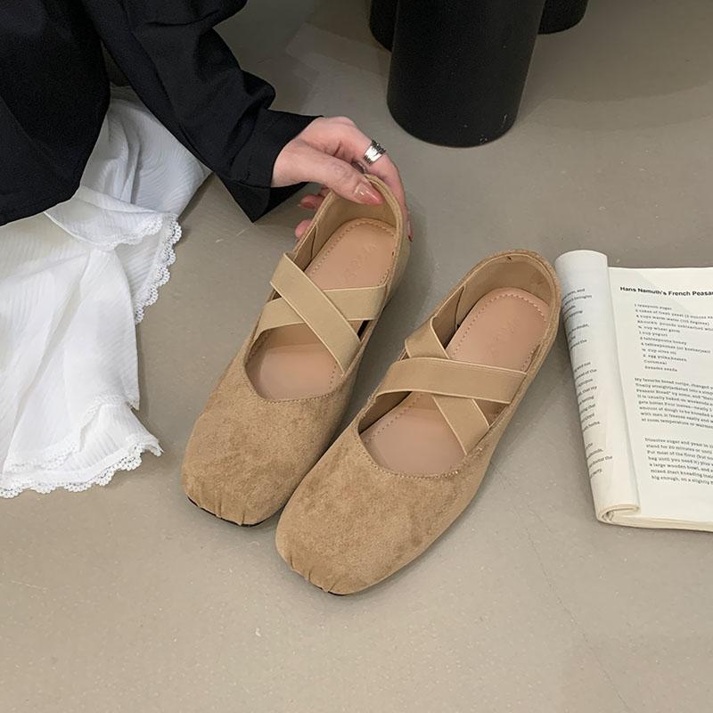 Fashion Female Elastic Band Ballet Flats Shoes For Women Fashion Shallow Ladies Mary Janes Shoes With Height Increasing Footwear