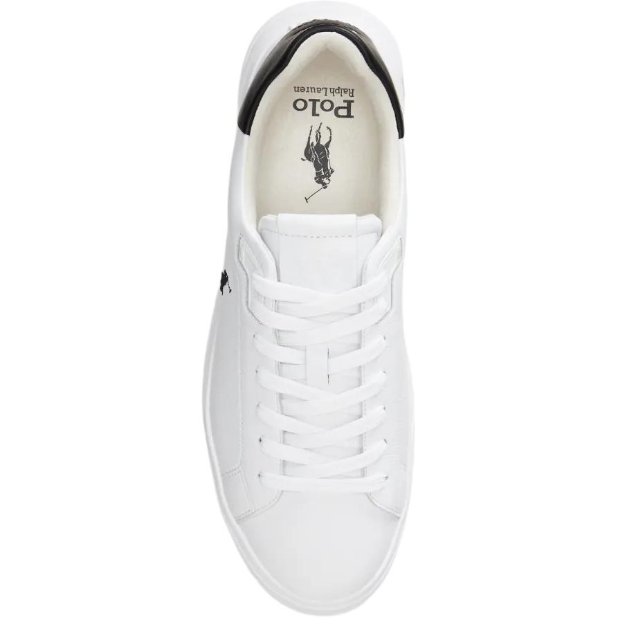 Polo Ralph Lauren Rlite Court Floral Leather Round Toe Lace-Up Low-Top Sneakers Men Sneakers White Black 809974097002