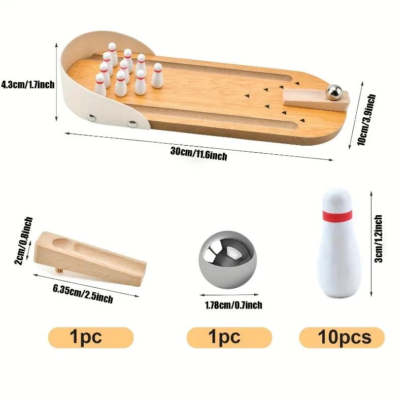 Desktop Mini Bowling Game Set High End Wooden Small Safe Innovative Desktop Toy Parent Child Interactive Fun Game Plaything