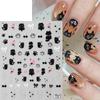 Kawaii Little Black Cat Nail Stickers Cartoon Cute Cat Stars Letters Nail Sliders Y2K Korean Japanese Nail Art Manicure Decors