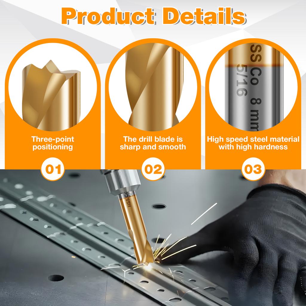 12Pcs Spot Weld Cutter Kit 3/8" 5/16" High Speed Steel Spot Weld Drill Bit with Cutter for Stainless Steel Iron & Aluminum Panel