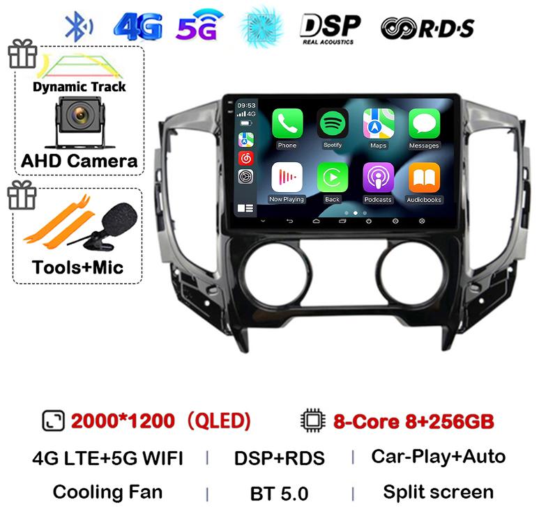 Android 14 Carplay Auto WIFI+4G Car Radio For Mitsubishi Pajero Sport 3 L200 2015-2019 Multimedia Video Player BT GPS Navigation