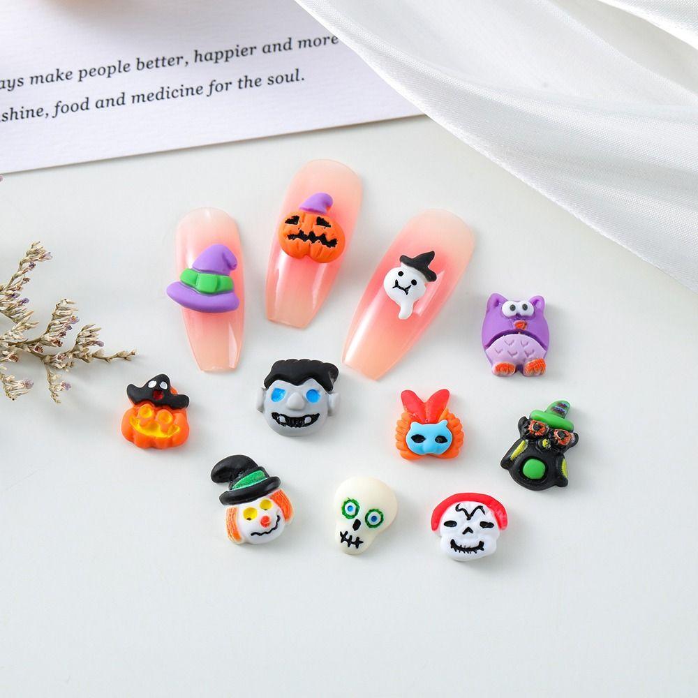 

20Pcs Resin Halloween Nail Art Rhinestone Nail Ornaments 3D Nail Art Decoration Cute Women