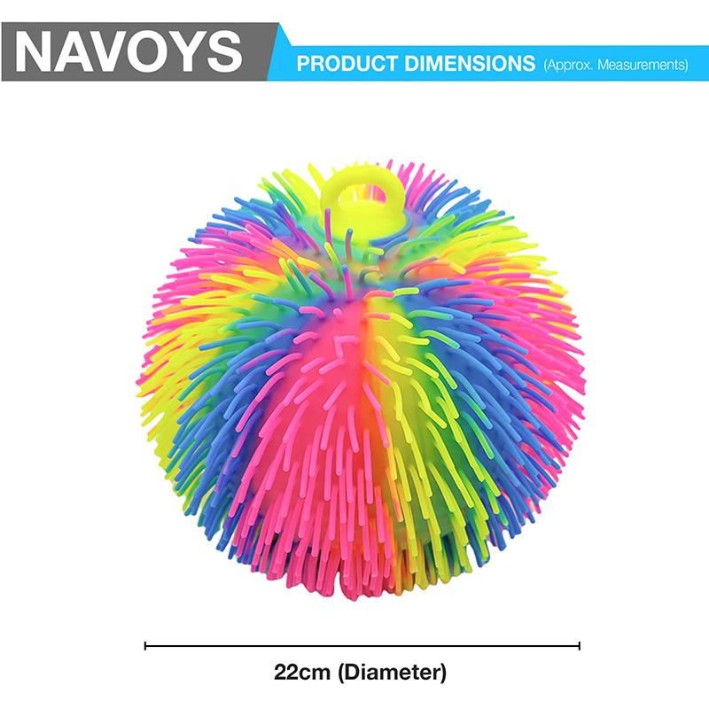 Regenbogen Sensorischer Pufferball – 22 cm/8,5" Stressabbau-Spielzeug mit stacheliger Textur und dehnbaren Schnüren