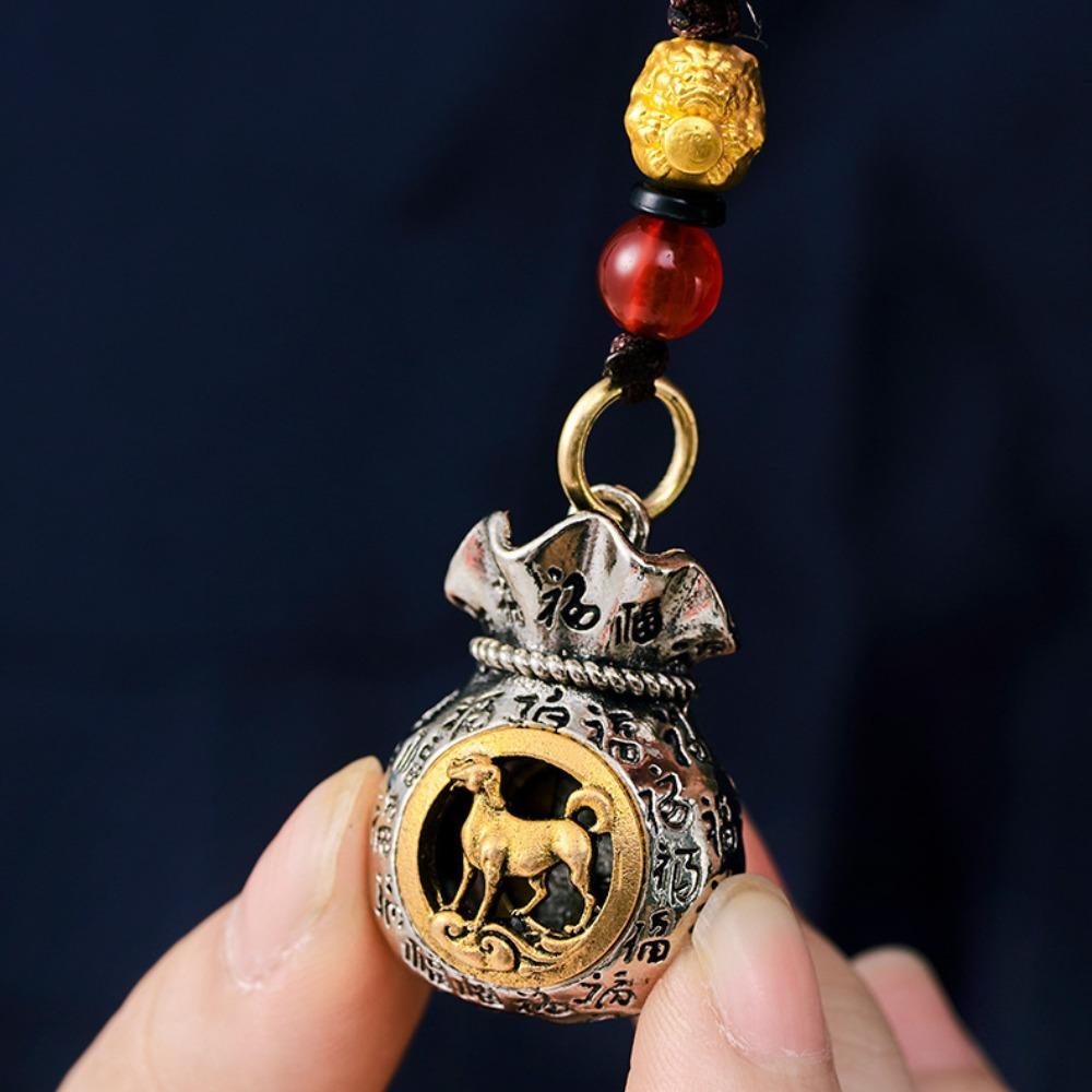 Chinese Style Lucky Bag Pendant Loong Dragon Keychain Sheep 12 Zodiac Keyring  Car Key Pendant