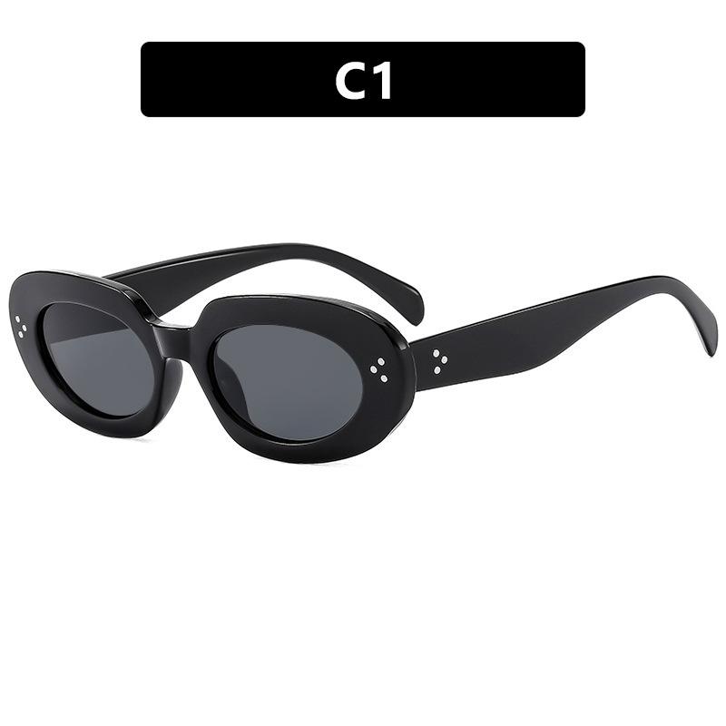 Classic Rivet Oval Sunglasses Women For Men  Vintage Sun Glasses Punk Popular Big Frame  Outdoor Travel Eyeglasses Uv400